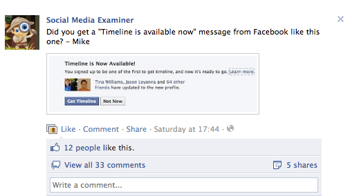 Facebook personalized communication example
