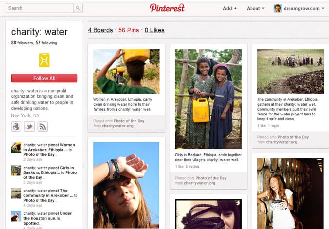 pinterest brand pages charity water 41 Great Examples of Pinterest Brand Pages