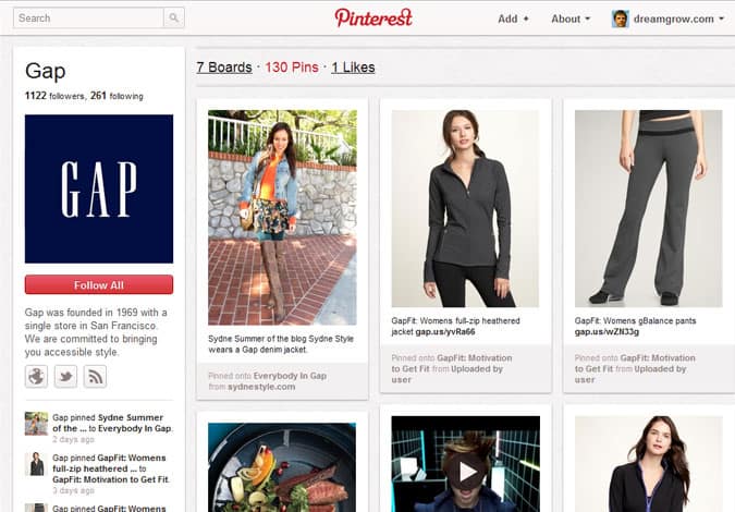 pinterest brand pages gap 41 Great Examples of Pinterest Brand Pages