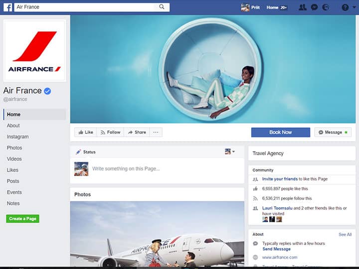 air france facebook page