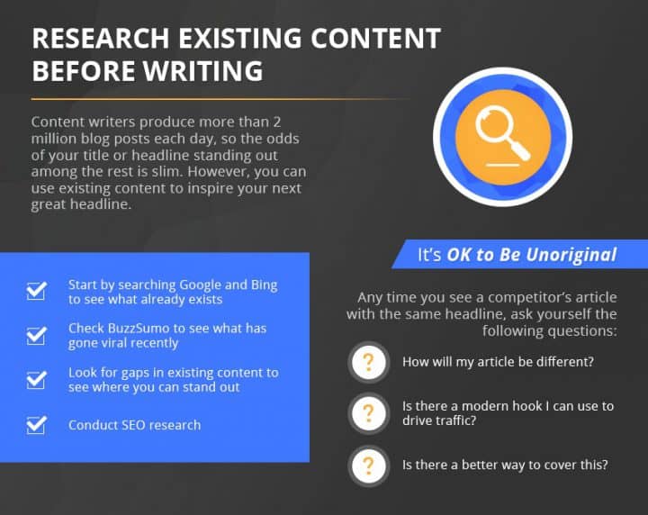 Catchy Titles existing content infographic