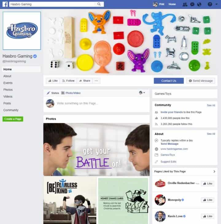 facebook page cover image hasbro