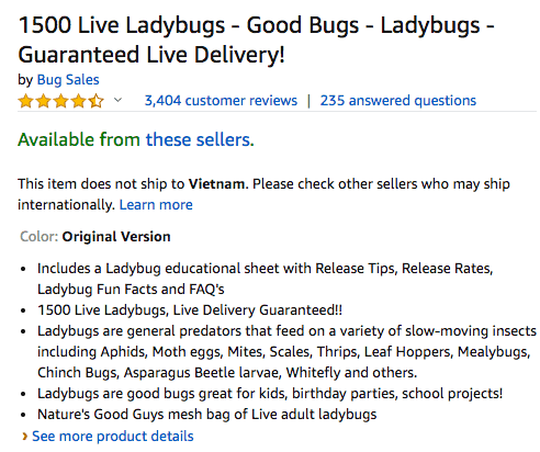 lady bugs as an amazon product