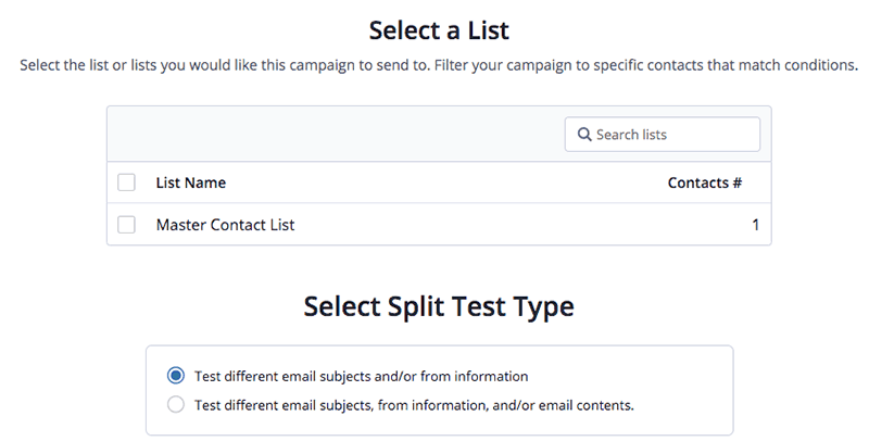 split testing configurations in activecampaign