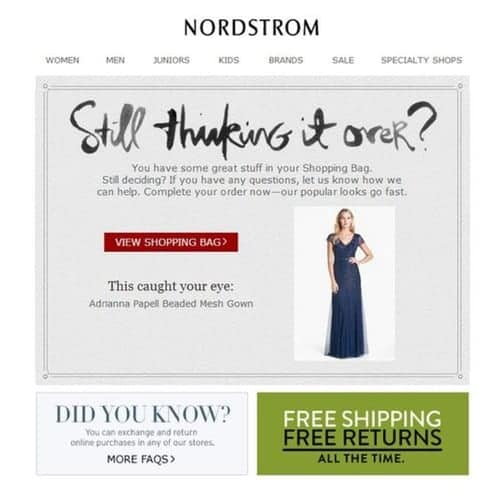Remarketing Email from Nordstorm