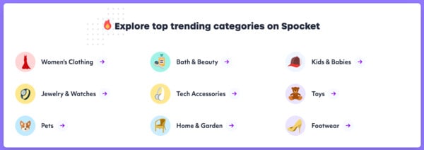 Explore top trending categories on Spocket