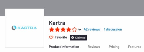 Kartra's review on G2