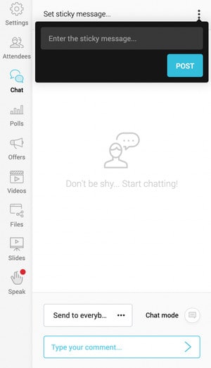 Through the WebinarJam's chat feature, you can interact with the whole group of attendees