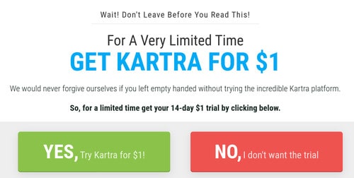 Kartra is offering a 14-day trial for 