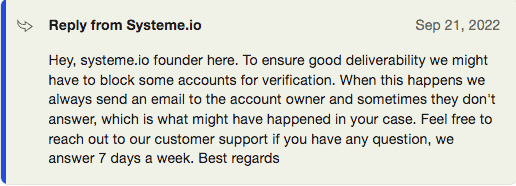 systeme.io customer support