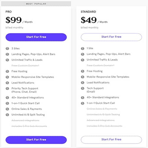 Leadpages pricing example one