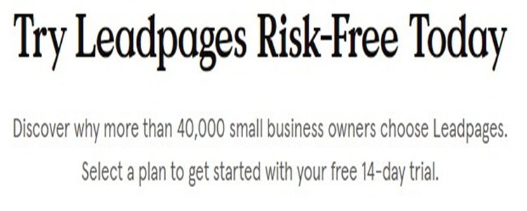 Leadpages trial period example one