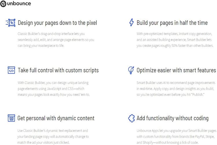 Unbounce landing page builder and editor